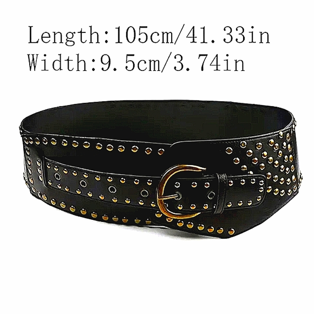 Belt Wide Black Brown 80s Punk Style Belt M L XL Studded Rocker Belt Metal Belts - Picture 5 of 11
